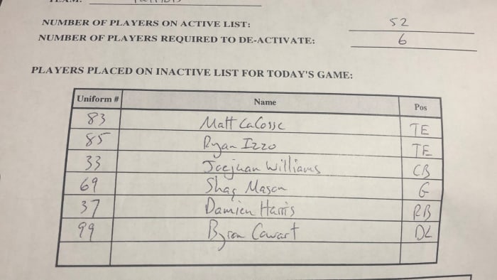 Photo from the New England Patriots' official Twitter account